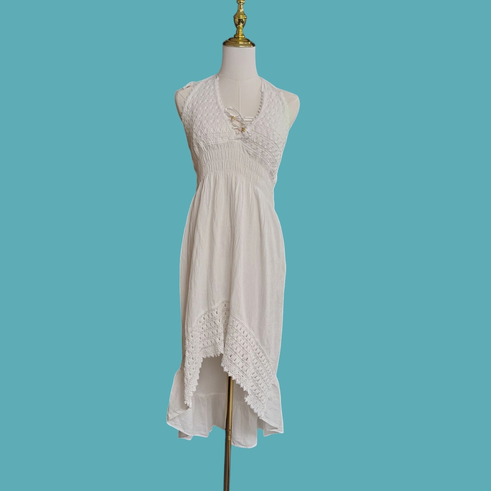 White High-Low Halter Sundress